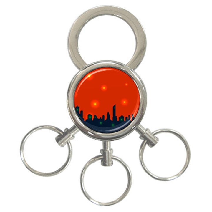 City Light Night Lights Evening 3-Ring Key Chains