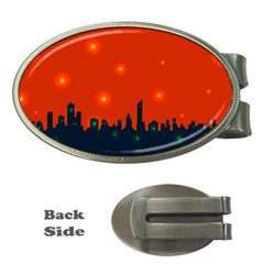 City Light Night Lights Evening Money Clips (oval)  by Wegoenart