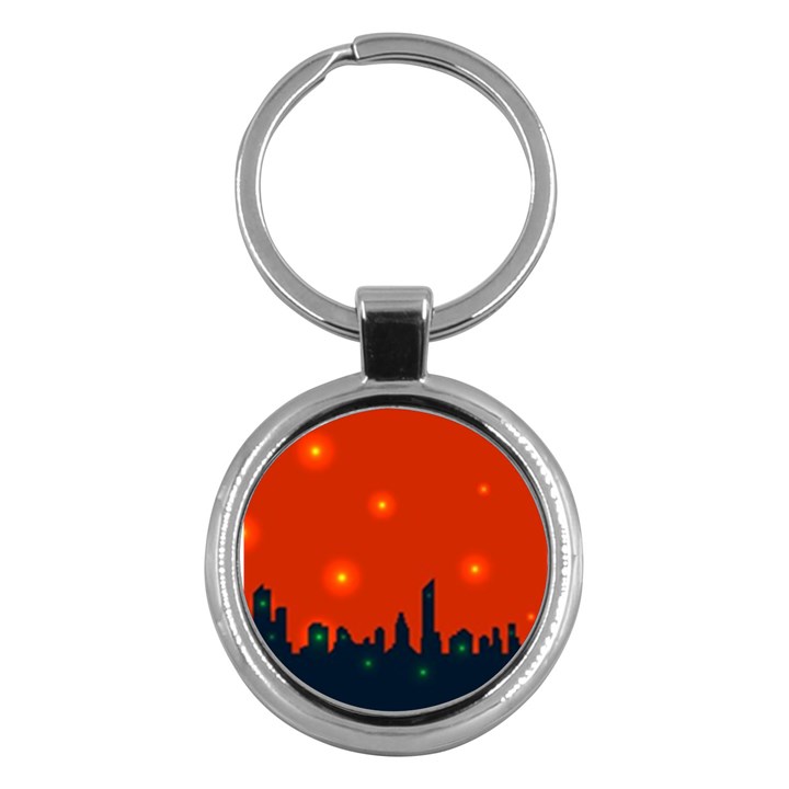 City Light Night Lights Evening Key Chains (Round) 