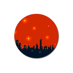 City Light Night Lights Evening Magnet 3  (round) by Wegoenart