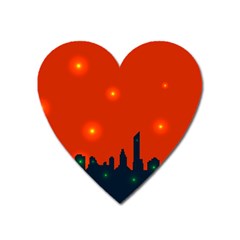 City Light Night Lights Evening Heart Magnet by Wegoenart