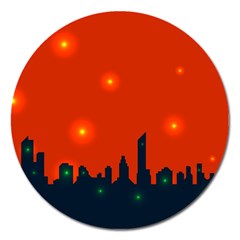 City Light Night Lights Evening Magnet 5  (round) by Wegoenart