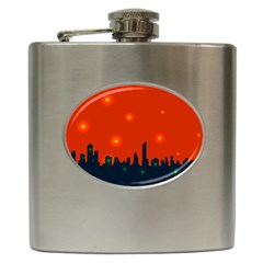 City Light Night Lights Evening Hip Flask (6 Oz) by Wegoenart