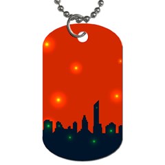 City Light Night Lights Evening Dog Tag (two Sides) by Wegoenart