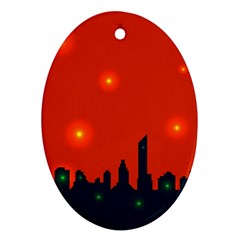 City Light Night Lights Evening Oval Ornament (two Sides) by Wegoenart