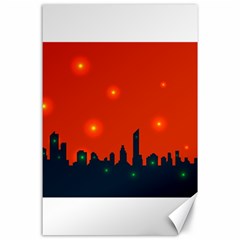 City Light Night Lights Evening Canvas 24  X 36  by Wegoenart