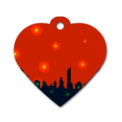 City Light Night Lights Evening Dog Tag Heart (one Side) by Wegoenart