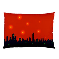 City Light Night Lights Evening Pillow Case by Wegoenart