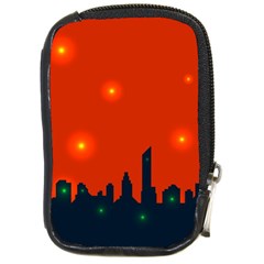 City Light Night Lights Evening Compact Camera Leather Case by Wegoenart