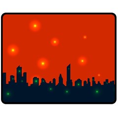 City Light Night Lights Evening Double Sided Fleece Blanket (medium)  by Wegoenart