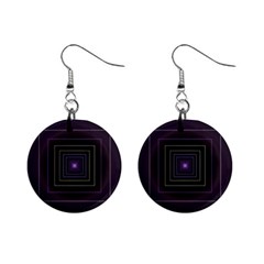 Fractal Square Modern Purple Mini Button Earrings by Wegoenart