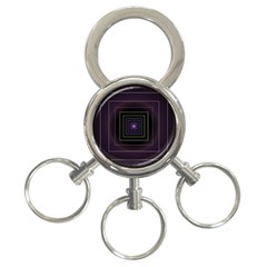 Fractal Square Modern Purple 3-ring Key Chains by Wegoenart