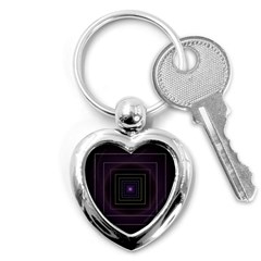 Fractal Square Modern Purple Key Chains (heart)  by Wegoenart