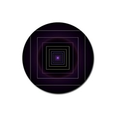 Fractal Square Modern Purple Rubber Coaster (round)  by Wegoenart