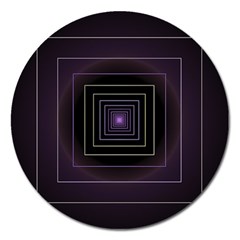 Fractal Square Modern Purple Magnet 5  (round) by Wegoenart