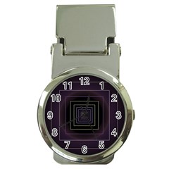 Fractal Square Modern Purple Money Clip Watches by Wegoenart