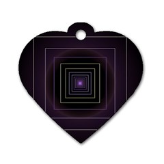 Fractal Square Modern Purple Dog Tag Heart (two Sides) by Wegoenart