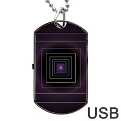 Fractal Square Modern Purple Dog Tag Usb Flash (one Side) by Wegoenart