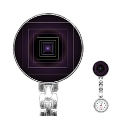 Fractal Square Modern Purple Stainless Steel Nurses Watch by Wegoenart