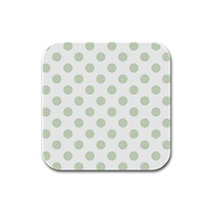 Green Dots Modern Pattern Paper Rubber Square Coaster (4 Pack)  by Wegoenart