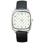 Green Dots Modern Pattern Paper Square Metal Watch Front