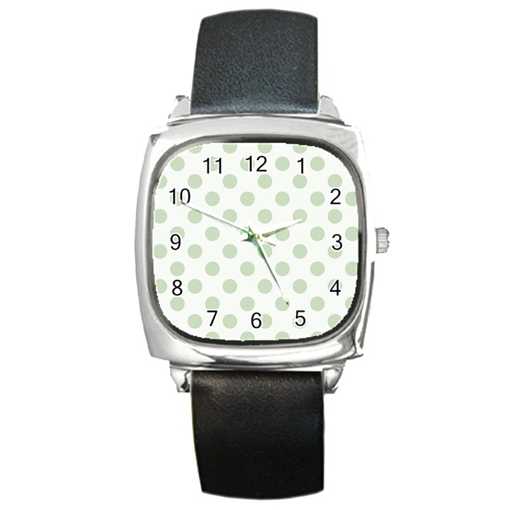 Green Dots Modern Pattern Paper Square Metal Watch