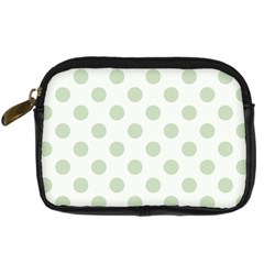 Green Dots Modern Pattern Paper Digital Camera Leather Case by Wegoenart