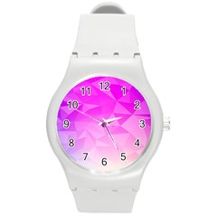 Low Poly Triangle Pattern Round Plastic Sport Watch (m) by Wegoenart