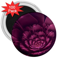 Fractal Blossom Flower Bloom 3  Magnets (100 Pack) by Wegoenart