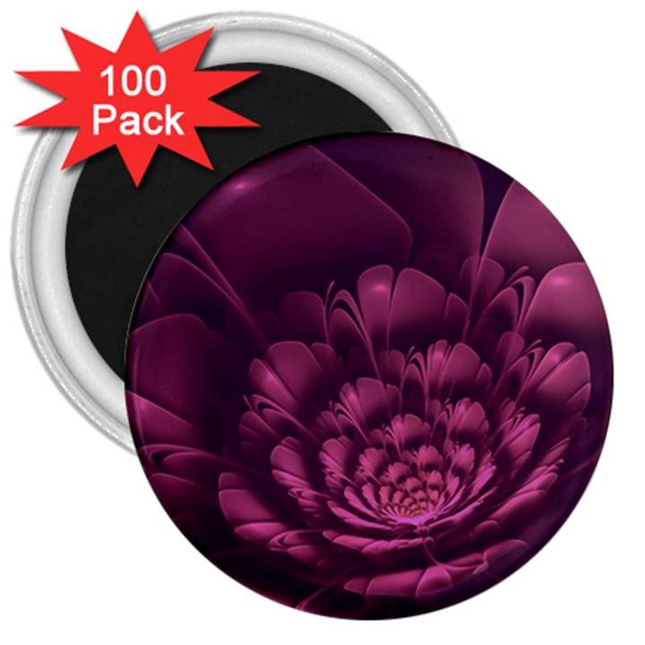 Fractal Blossom Flower Bloom 3  Magnets (100 pack)