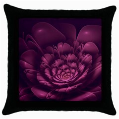 Fractal Blossom Flower Bloom Throw Pillow Case (black) by Wegoenart