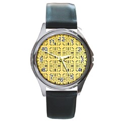 Pattern Background Abstract Design Round Metal Watch by Wegoenart