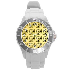 Pattern Background Abstract Design Round Plastic Sport Watch (l) by Wegoenart