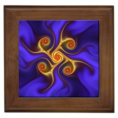 Fractal Neon Blue Bright Fantasy Framed Tiles by Wegoenart