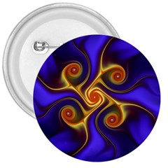 Fractal Neon Blue Bright Fantasy 3  Buttons by Wegoenart