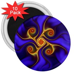 Fractal Neon Blue Bright Fantasy 3  Magnets (10 Pack)  by Wegoenart