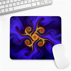 Fractal Neon Blue Bright Fantasy Large Mousepads by Wegoenart