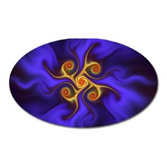 Fractal Neon Blue Bright Fantasy Oval Magnet by Wegoenart