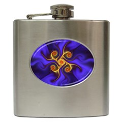 Fractal Neon Blue Bright Fantasy Hip Flask (6 Oz) by Wegoenart