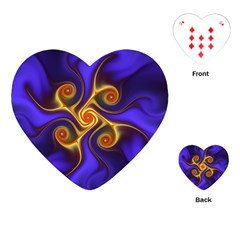 Fractal Neon Blue Bright Fantasy Playing Cards (heart) by Wegoenart