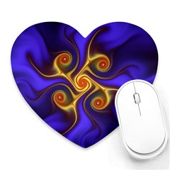 Fractal Neon Blue Bright Fantasy Heart Mousepads by Wegoenart