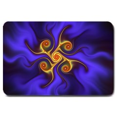 Fractal Neon Blue Bright Fantasy Large Doormat  by Wegoenart