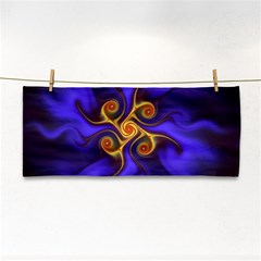 Fractal Neon Blue Bright Fantasy Hand Towel by Wegoenart