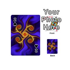 Fractal Neon Blue Bright Fantasy Playing Cards 54 (mini) by Wegoenart