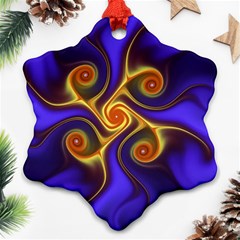 Fractal Neon Blue Bright Fantasy Snowflake Ornament (two Sides) by Wegoenart