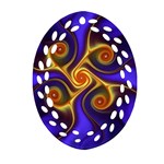 Fractal Neon Blue Bright Fantasy Ornament (Oval Filigree) Front