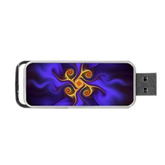 Fractal Neon Blue Bright Fantasy Portable Usb Flash (one Side) by Wegoenart