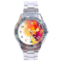 Paint Splash Paint Splatter Design Stainless Steel Analogue Watch by Wegoenart