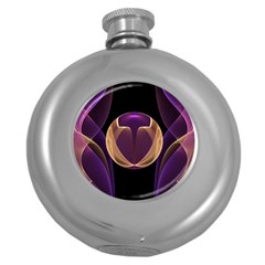 Fractal Glass Ball Bright Sphere Round Hip Flask (5 Oz) by Wegoenart