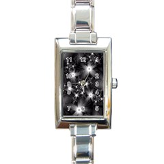 Black And White Floral Fractal Rectangle Italian Charm Watch by Wegoenart